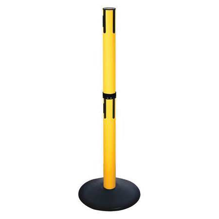 Belt Barrier Rcvr. Post,yellow,cast Iron