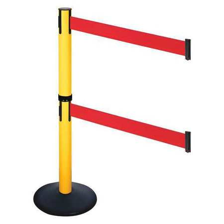 Barrier Post,blk,red Belt,2 Belts,40in H