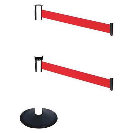 Barrier Post,pvc Post,blk,red Belt,40inh