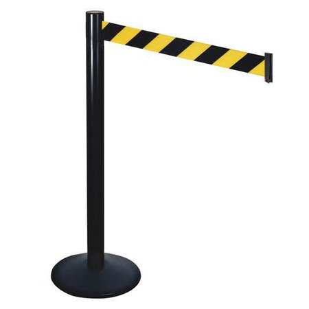 Barrier Post,black/ylw Belt,3 In. Belt W