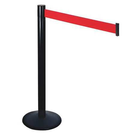 Barrier Post,blk,red Belt,aluminum Post