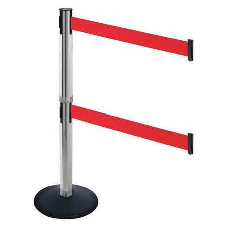 Barrier Post,blk,red Belt,2 Belts,sloped