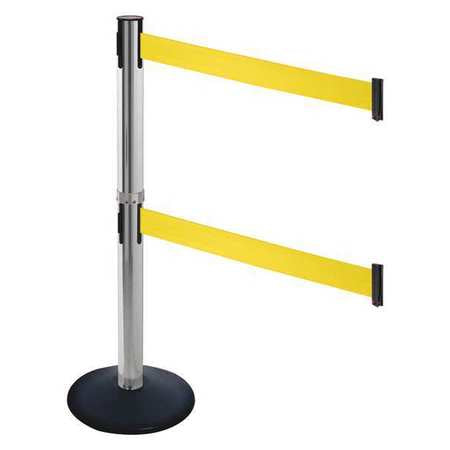 Barrier Post,blk,ylw Belt,2 Belts,sloped