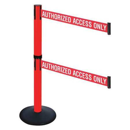 Barrier Post,40in. H,red/white Belt Text