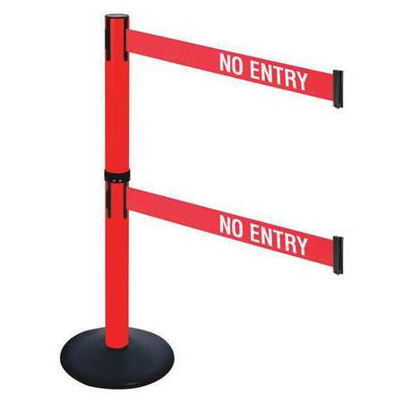 Barrier Post,red/white Belt Text,40in. H