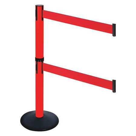 Barrier Post,red Belt,2 Belts,40 In. H (