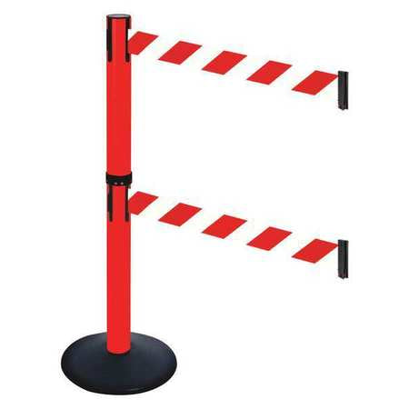 Barrier Post,black,red/white Belt,sloped