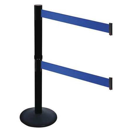 Barrier Post,blk,blue Belt,2 Belts,40inh