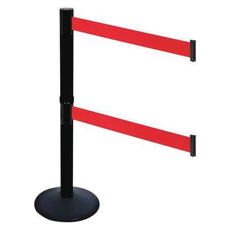 Barrier Post,blk,red Belt,sloped,40in. H