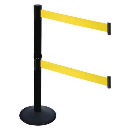 Barrier Post,pvc Post,blk,ylw Belt,40inh