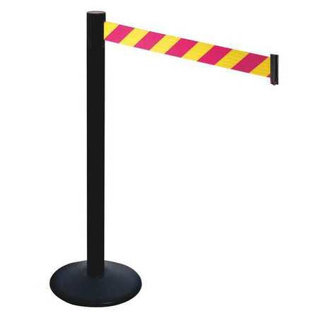 Barrier Post,40 In. H,magenta/ylw Belt (