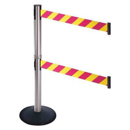 Barrier Post,satin Ss,magenta/ylw Belt (