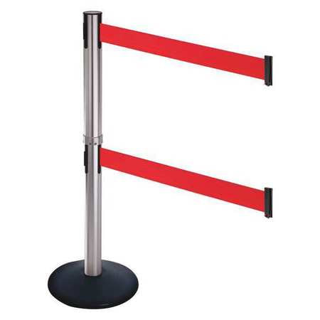 Barrier Post,satin Ss,red Belt,2 Belts (