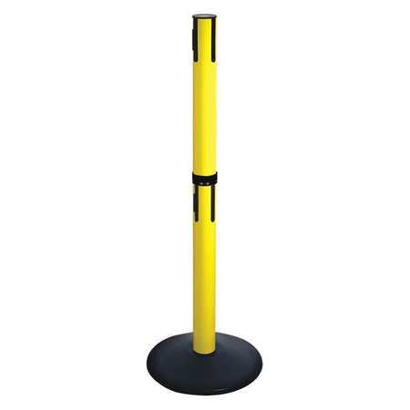 Belt Barrier Rcvr. Post,yellow,cast Iron