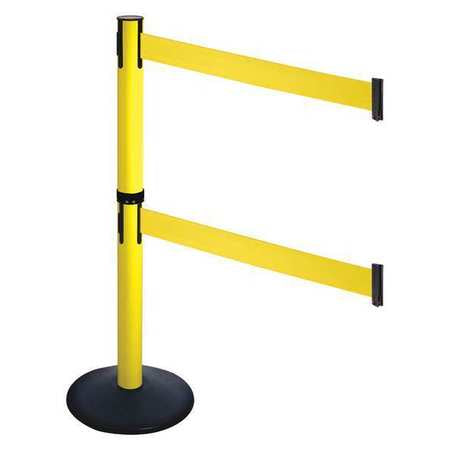 Barrier Post,black,yellow Belt,2 Belts (