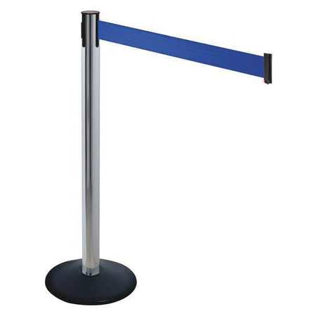 Barrier Post,blue Belt,14 In. Base Dia.