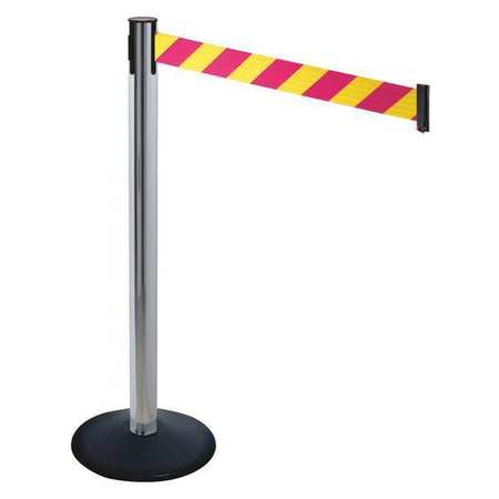 Barrier Post,40 In. H,magenta/ylw Belt (