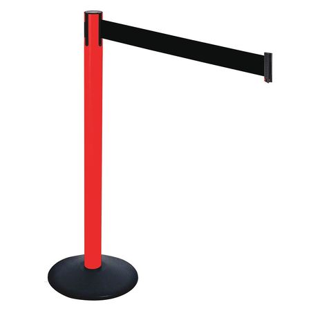 Barrier Post,40inh,black Belt,3in Belt W