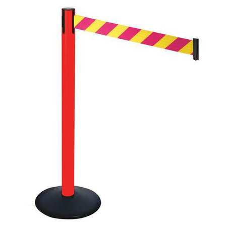 Barrier Post,40 In. H,magenta/ylw Belt (