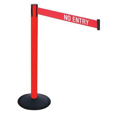 Barrier Post,40in. H,red/white Belt Text