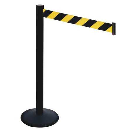 Barrier Post,40 In. H,black/yellow Belt