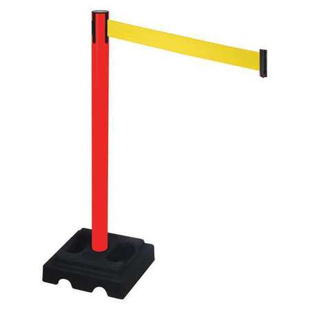 Barrier Post,blk,ylw Belt,10 Ft. Belt L