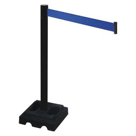 Barrier Post,blk,blue Belt,10 Ft. Belt L