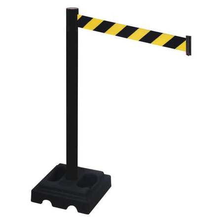 Barrier Post,pvc Post,blk/ylw Belt,40inh