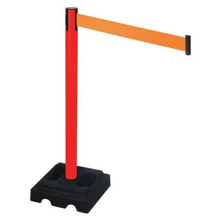 Barrier Post,blk,orange Belt,10ft Belt L