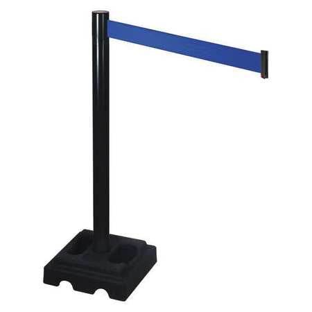 Barrier Post,black,blue Belt,10ft Belt L