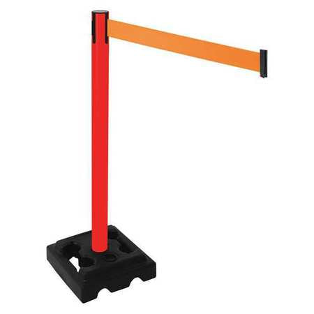 Barrier Post,blk,orange Belt,hdpe,40in H