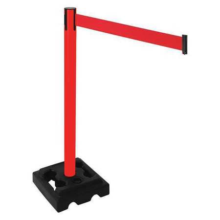 Barrier Post,pvc Post,blk,red Belt,hdpe