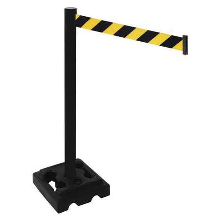 Barrier Post,black/yellow Belt,40 In. H