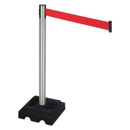 Barrier Post,satin Ss,red Belt,square (1