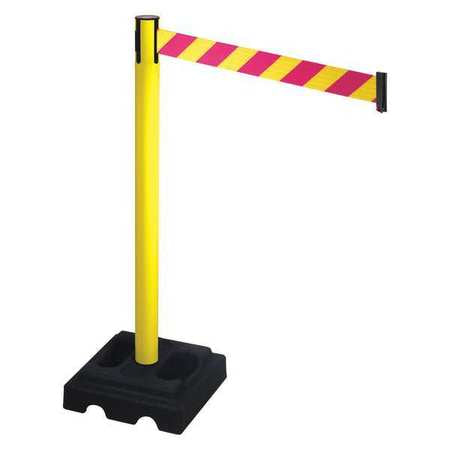 Barrier Post,square,magenta/yellow Belt