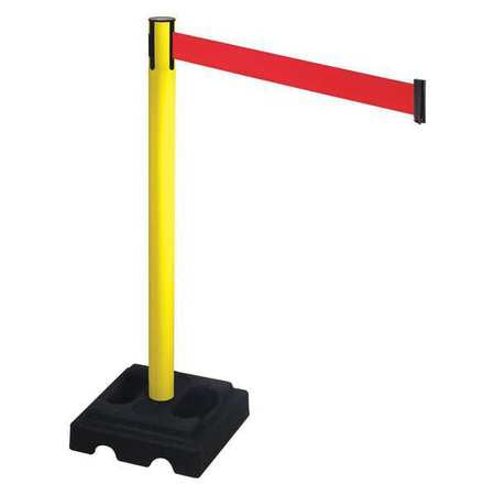 Barrier Post,square,red Belt,3in. Belt W