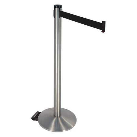 Barrier Post,blk Belt,w/wheels,40 In. H