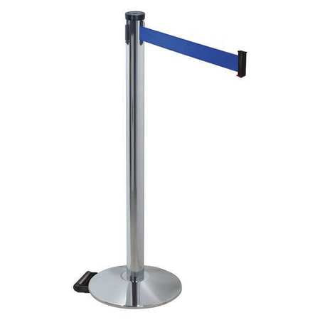 Barrier Post,gray,blue Belt,2 In. Belt W