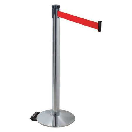 Barrier Post,gray,red Belt,2 In. Belt W