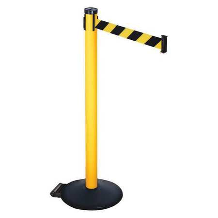 Barrier Post,black/ylw Belt,2 In. Belt W