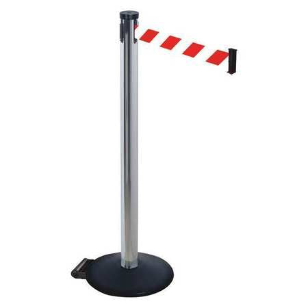 Barrier Post,red/white Belt,2 In. Belt W