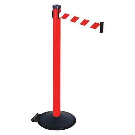 Barrier Post,red/white Belt,2 In. Belt W