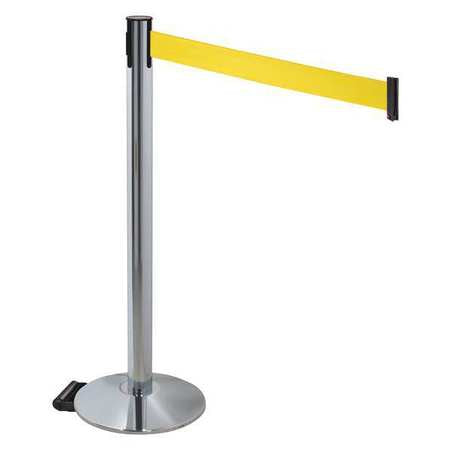 Barrier Post,gray,yellow Belt,w/wheels (