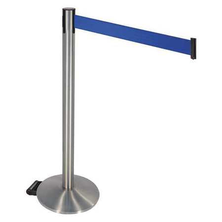 Barrier Post,satin Ss,blue Belt,w/wheels