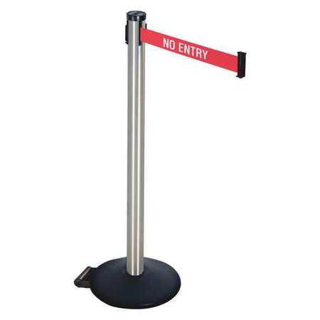 Barrier Post,satin Ss,40in. H,2in Belt W