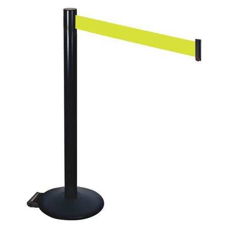 Barrier Post,blk,w/wheels,10 Ft. Belt L