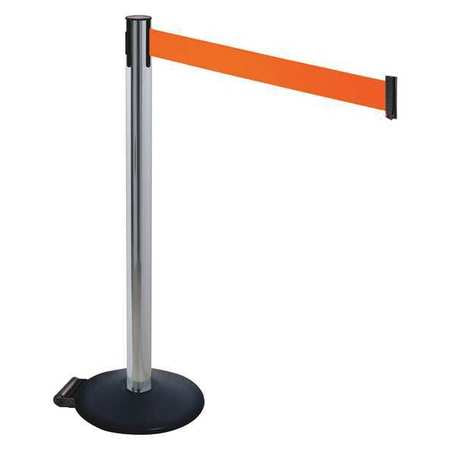 Barrier Post,blk,w/wheels,10 Ft. Belt L