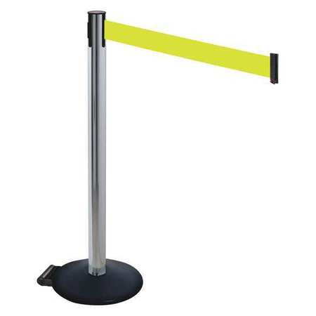 Barrier Post,blk,w/wheels,10 Ft. Belt L