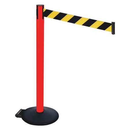 Barrier Post,black/yellow Belt,w/wheels