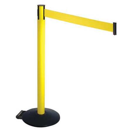 Barrier Post,black,yellow Belt,w/wheels